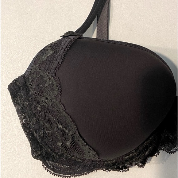 Simone Perele Paris Plunge Bra Black Scalloped Floral Lace Made in France 34B - Picture 3 of 12